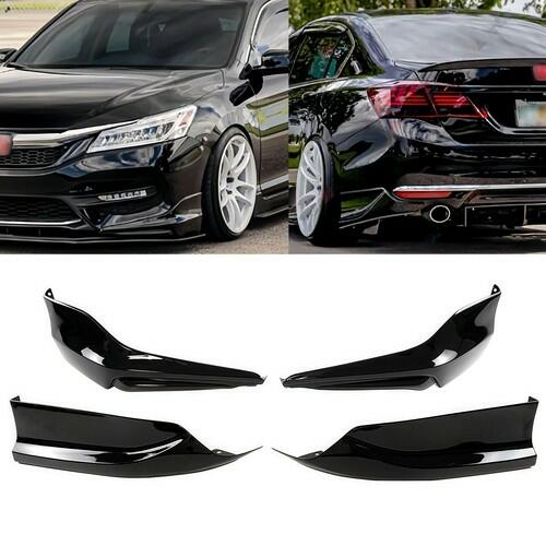 skkyoro Front & Rear Bumper Splitter Lip 4PCS for Honda Accord 4 Door Sedan 2016-2017 HFP Style Front & Rear Side Corner Spats Apron (Glossy Black)