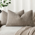 Foindtower Set of 2 Textured Chenille Throw Decorative Pillow Covers Square