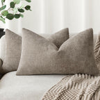 Foindtower Set of 2 Textured Chenille Throw Decorative Pillow Covers Square