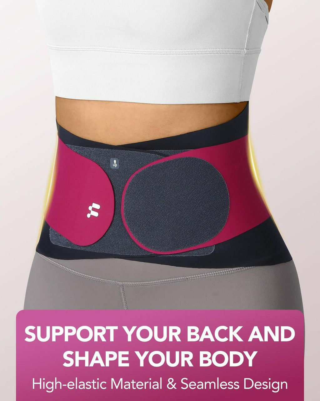 Fitomo 0.5mm Ultra Thin Back Brace with 3D Lumbar Pad, Seamless Yoga Fabric,