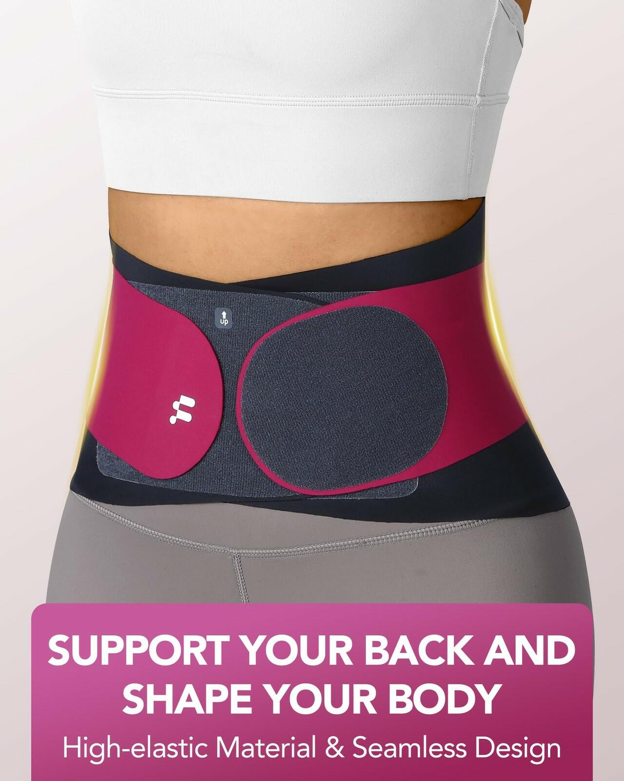 Fitomo 0.5mm Ultra Thin Back Brace with 3D Lumbar Pad, Seamless Yoga Fabric,