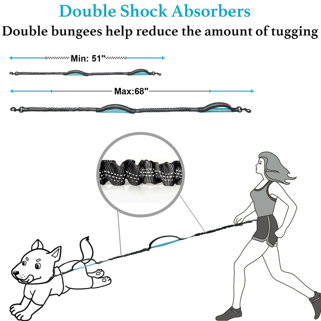iYoShop Retractable Hands Free Dog Leash - Dual Handle Bungee Waist Leash for