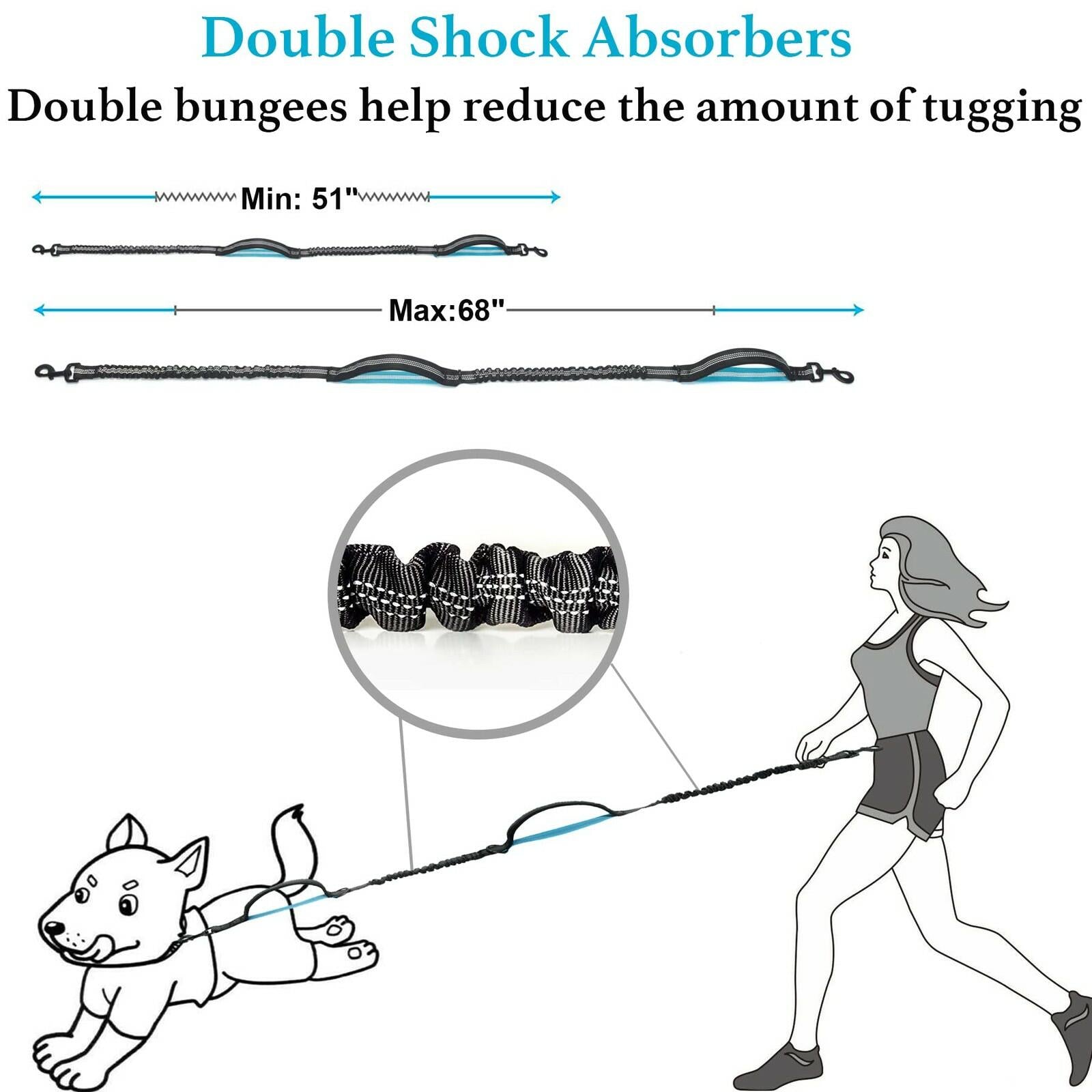 iYoShop Retractable Hands Free Dog Leash - Dual Handle Bungee Waist Leash for
