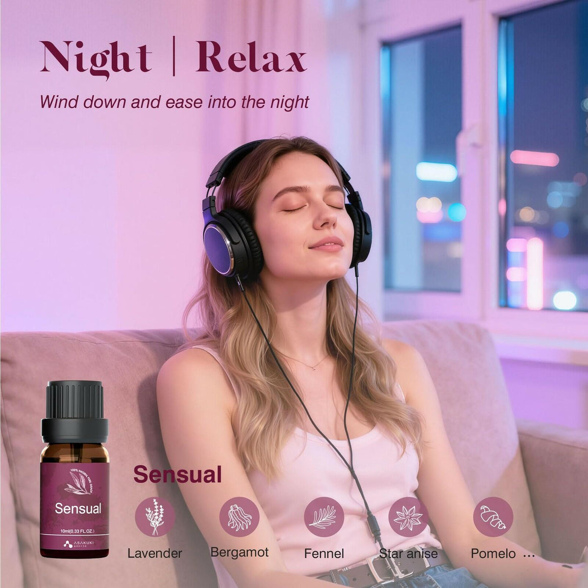 OPEN BOX - ASAKUKI Essential Oils for Diffuser – 6 Mood Essential Oil Blends