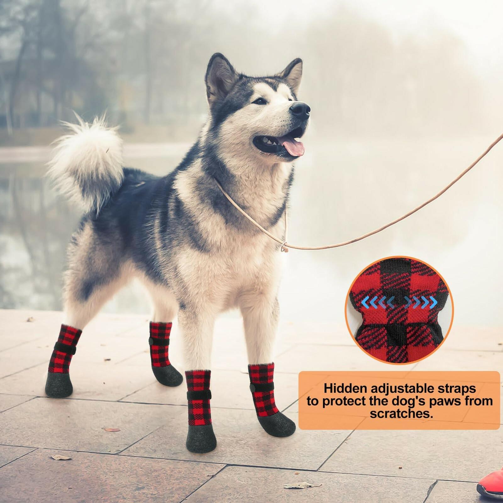 BEAUTYZOO Waterproof Dog Socks to Prevent Licking Paws, Christmas Dog Socks for