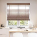 DEZ FURNISHINGS 29.25" W x 48" H Cordless 2" Faux Wood Blind Dark Oak