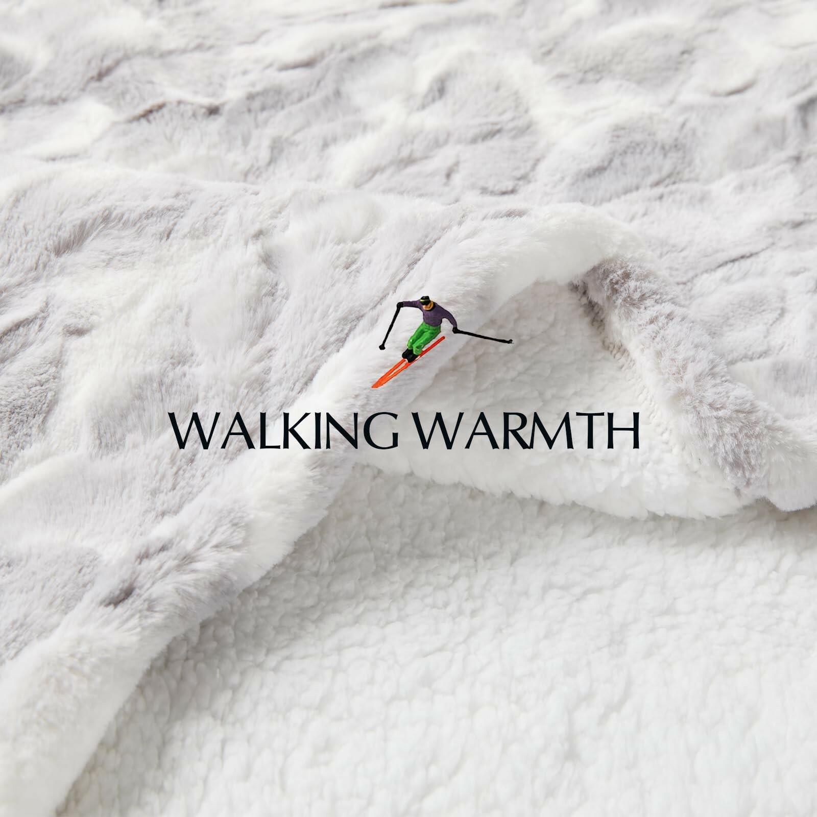 SNUGSUN Heated Throw Blanket Faux Fur & Sherpa, Safe Electric Blanket ETL & FCC