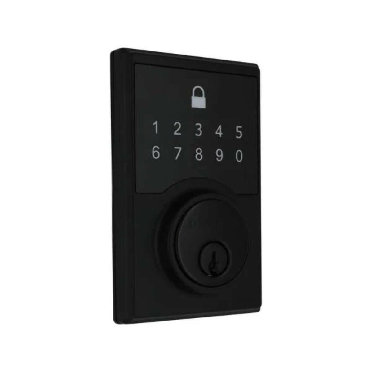 Square Matte Black Compact Touch Electronic Single Cylinder Deadbolt