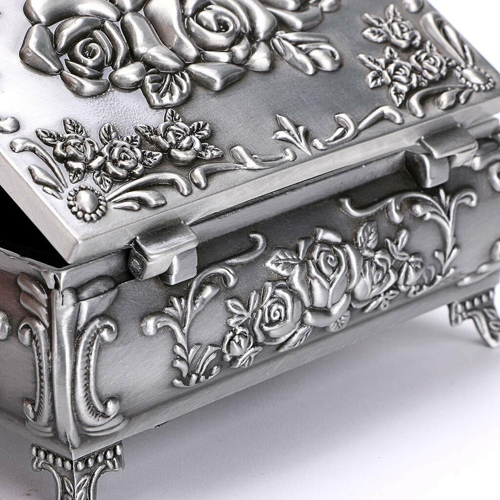 Hipiwe Vintage Metal Jewelry Box Small Trinket Jewelry Storage box For Rings