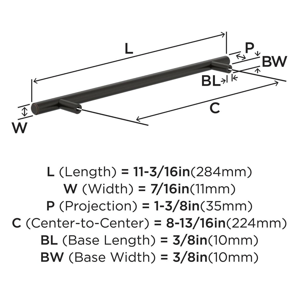 Amerock BP40521ORB Oil-Rubbed Bronze Cabinet Pull | 8-13/16 inch (224mm)