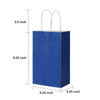 Oikss 50 Pack 5.25x3.25x8.25 Inch Small Royal Blue Kraft Paper Bags with Handles