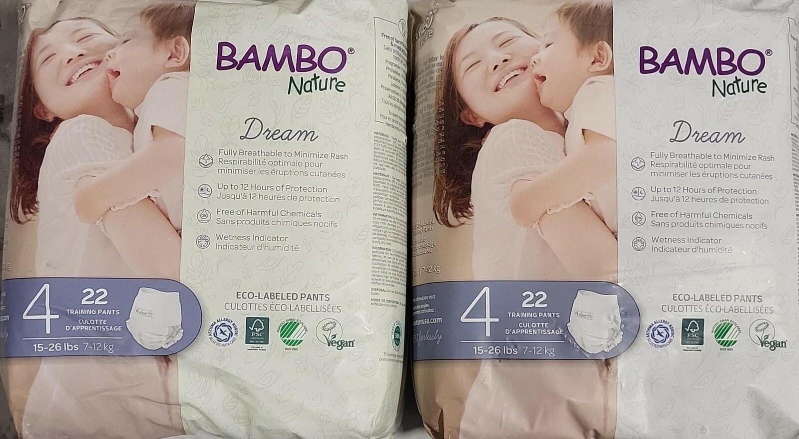 44 Count Bambo Nature Premium Eco-Friendly Training Pants, Size 4 (15-31 Lbs)