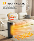 BREEZOME Space Heater for Indoor Use, 1500W Fast Heating Electric Heater with