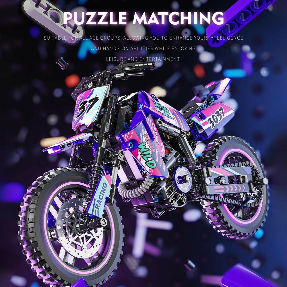 Mesiondy Motorcycle Building Block Set - 476 PCS Collectible Motorcycle Display