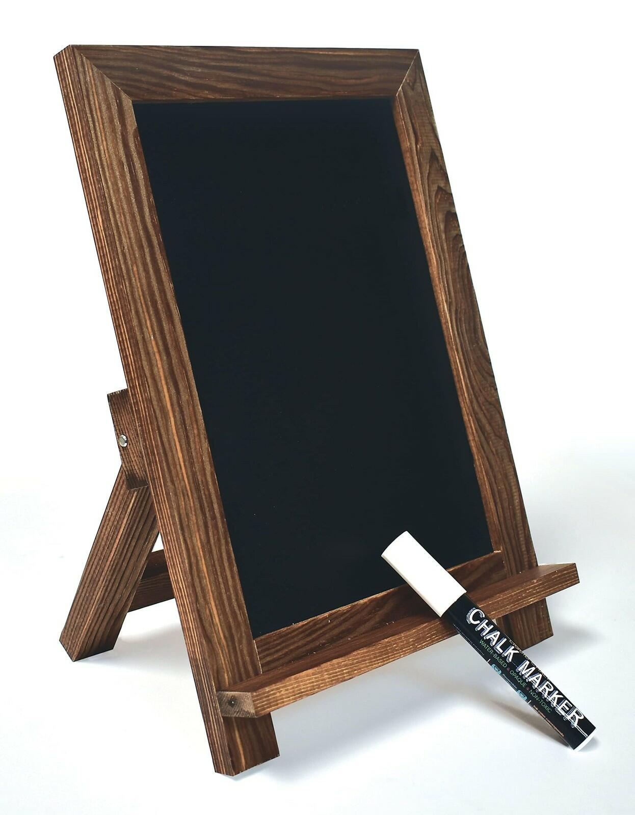 Better Office Products Framed Tabletop Chalkboard Sign, 9.5" x 14", Rustic Wood