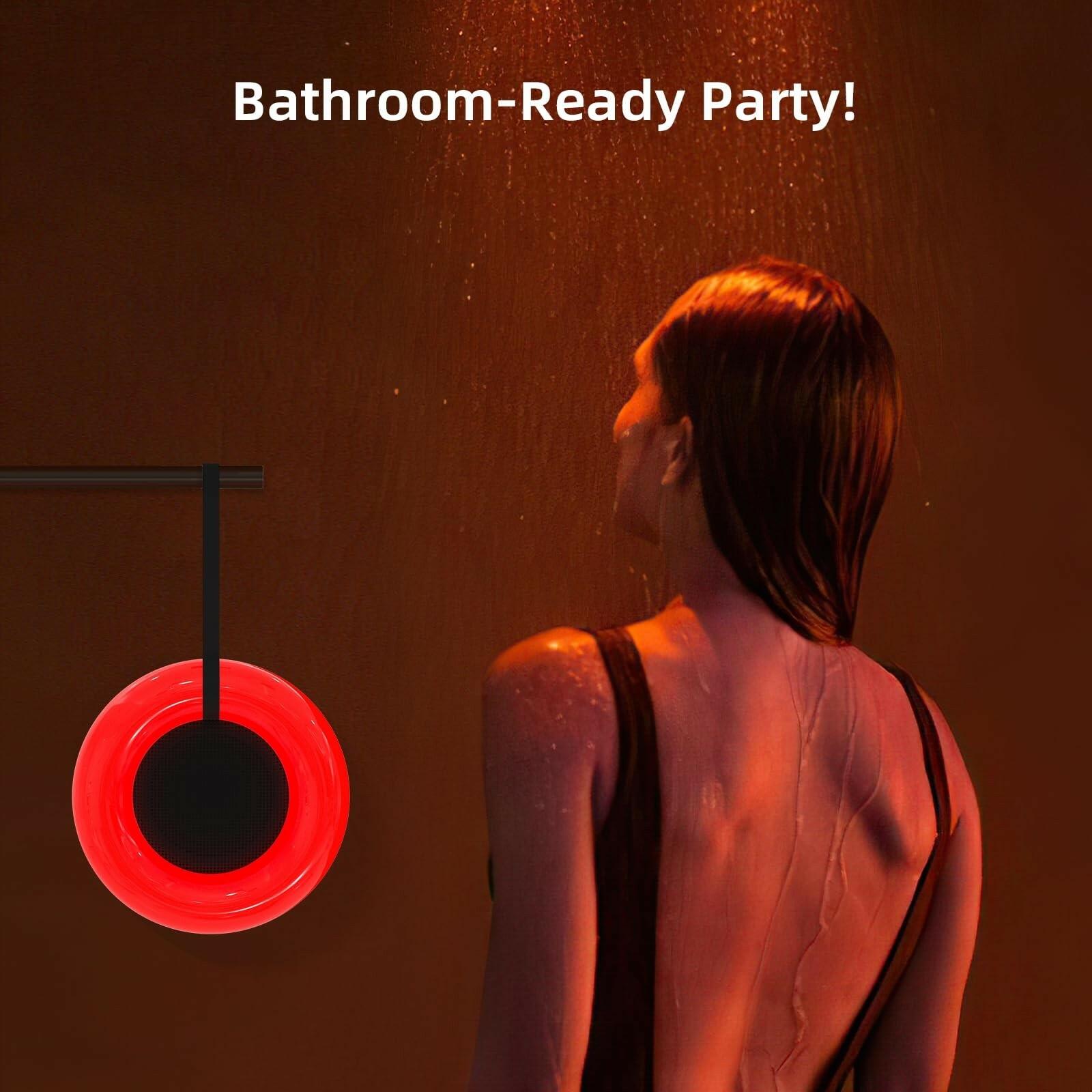 Xinborry IPX7 Waterproof Speaker with Dynamic LED Light,Bluetooth Shower