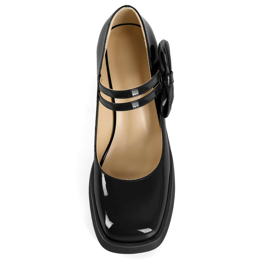 SIZE 7 Younton Black Mary Jane Pumps for Women High Heels Square Toe Shoes