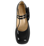 SIZE 7 Younton Black Mary Jane Pumps for Women High Heels Square Toe Shoes