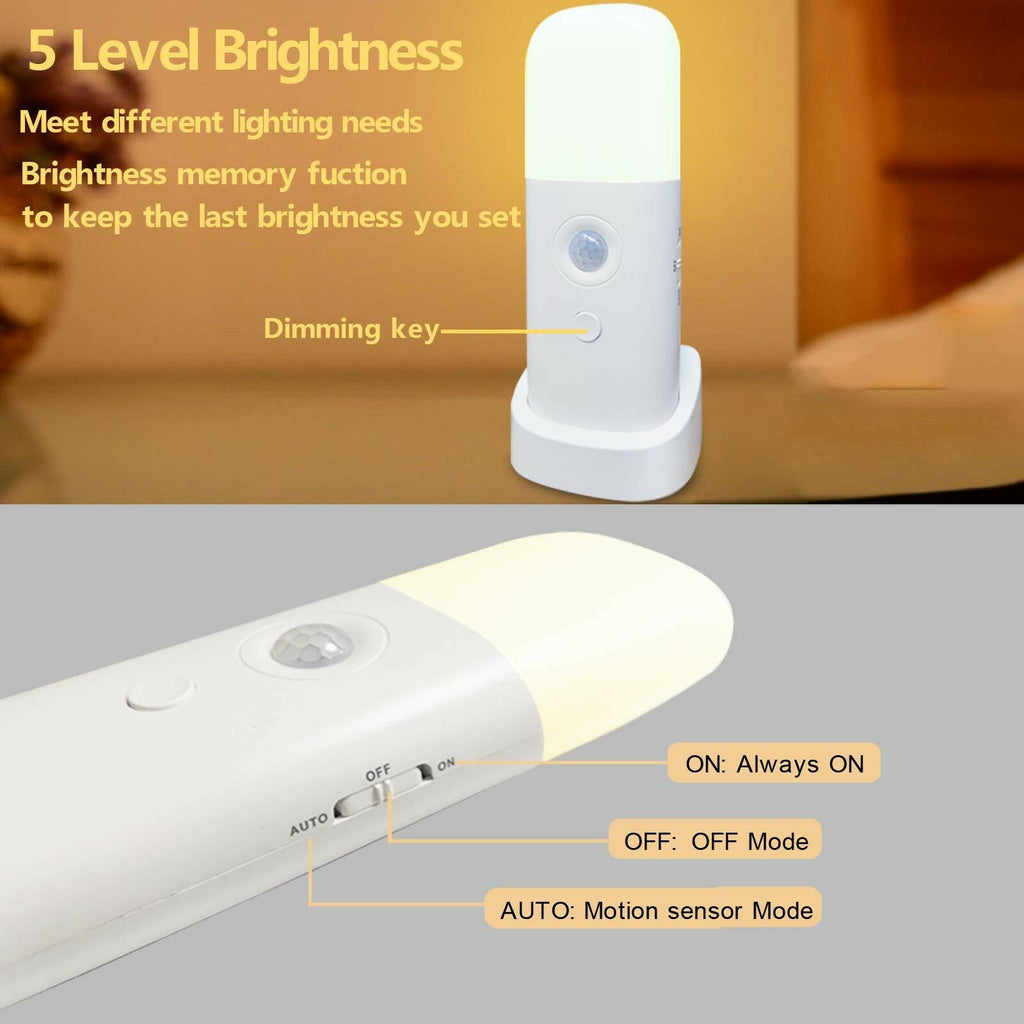 CREWEEL Motion Sensor Night Light Indoor, 2000mAh Battery Operated Lights,