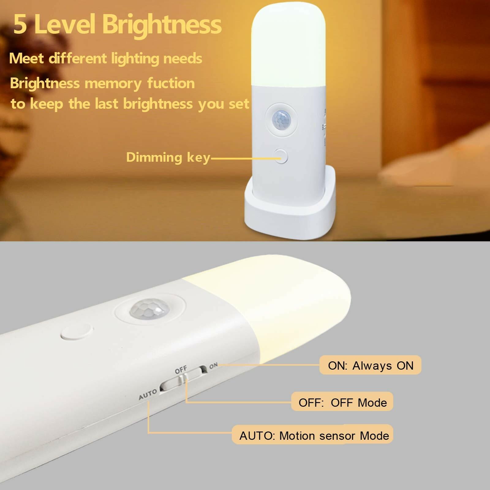 CREWEEL Motion Sensor Night Light Indoor, 2000mAh Battery Operated Lights,