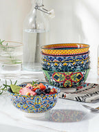 6 Pack HENXFEN LEAD Small Dessert Bowls – 10 oz Boho Ceramic Bowls for Ice