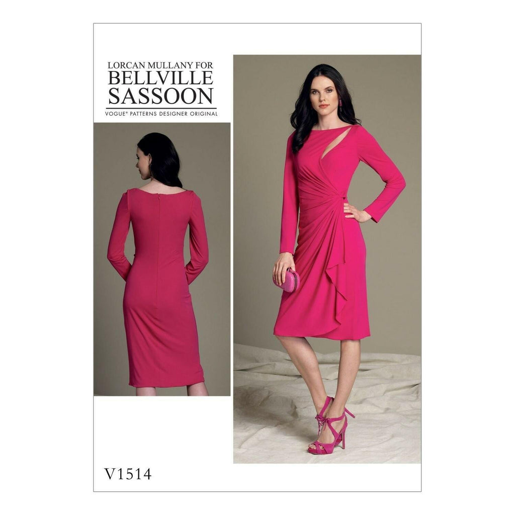 Vogue Patterns Misses' Mock-Wrap Cutout Dress, Orange