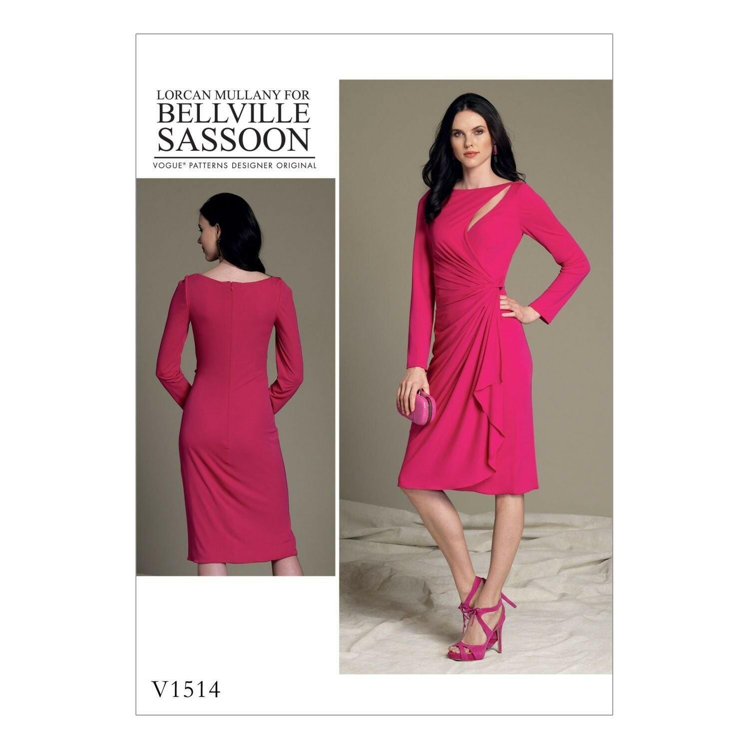 Vogue Patterns Misses' Mock-Wrap Cutout Dress, Orange