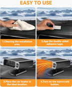 Numhosai Car Heater Portable Car Heater : 2 in 1 Fast Heating Defrost Defogger