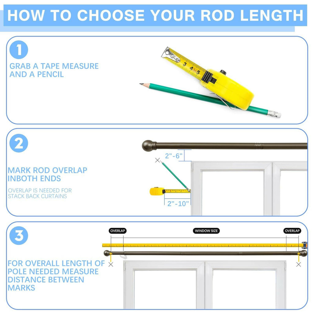 AMZSEVEN Curtain Rods for Windows 16 to 150 Inches, Curtain Rod Max Adjustable
