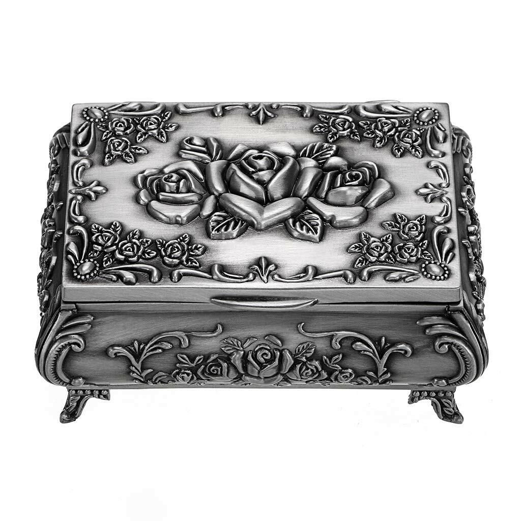 Hipiwe Vintage Metal Jewelry Box Small Trinket Jewelry Storage box For Rings