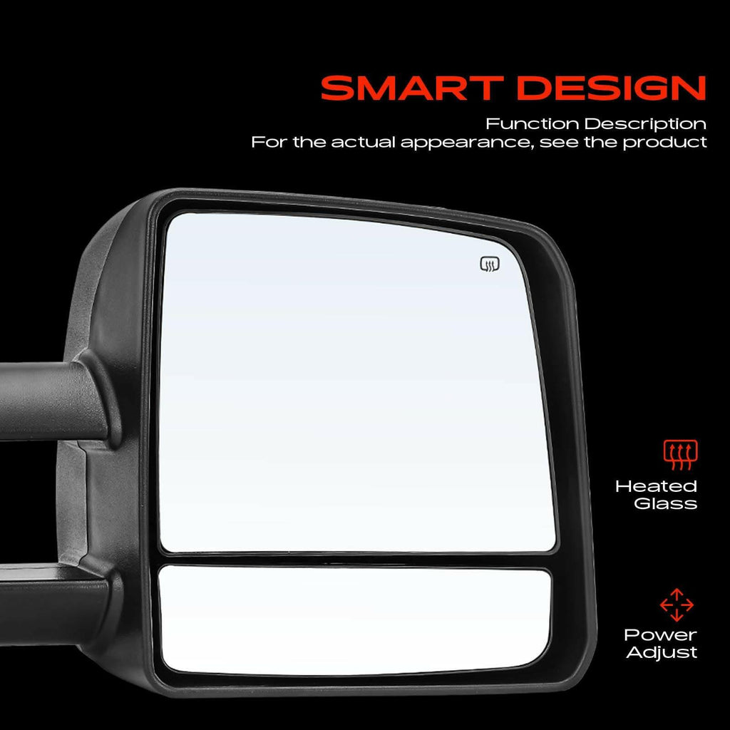 A-Premium 2 Pack Towing Mirrors Power Glass