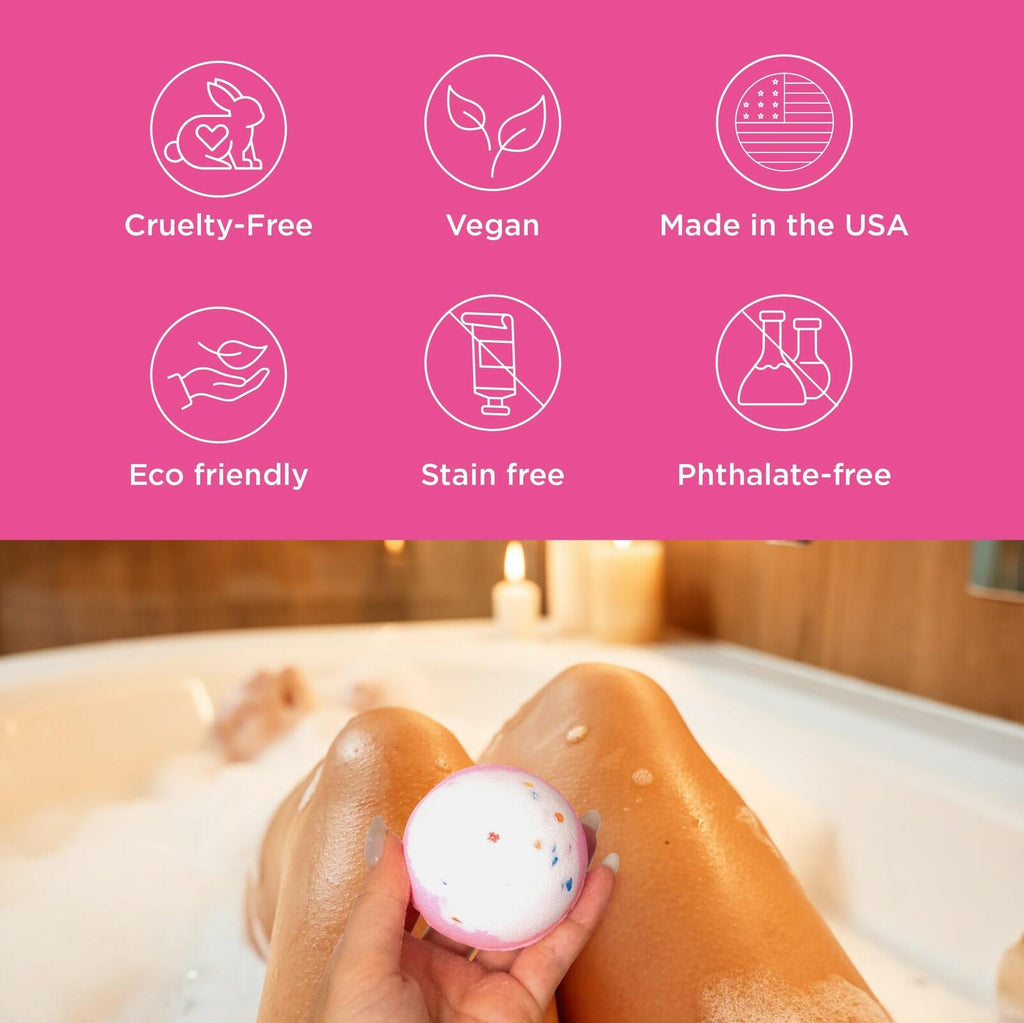 Birthday Cake Bath Bombs for Women Girls & Kids - Relaxing Pink Bubble Bath Bomb