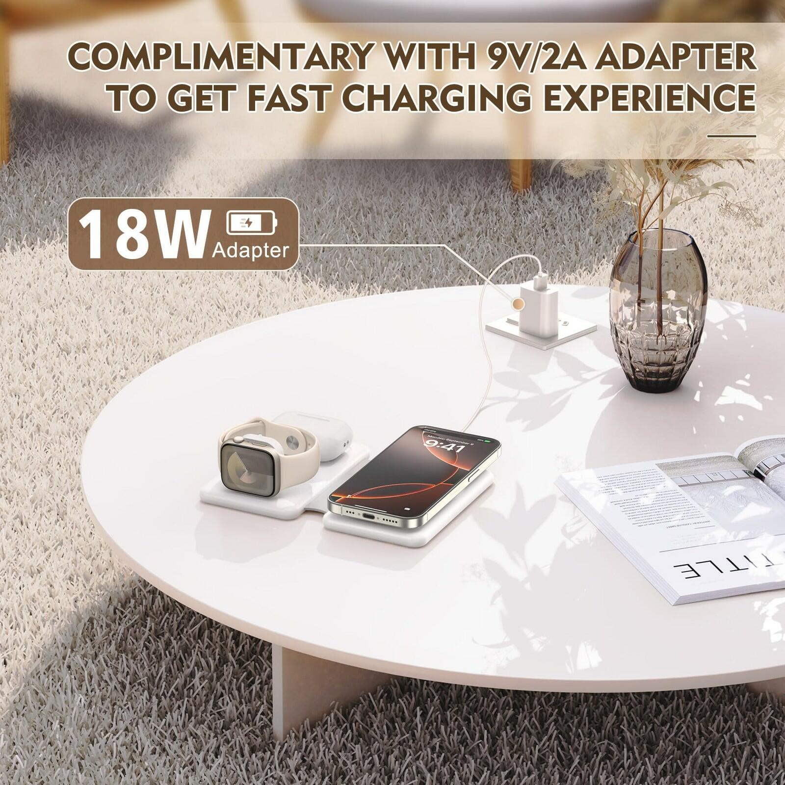 Magnetic Wireless Charger for iPhone: 3 in 1 Travel Charging Station for Apple
