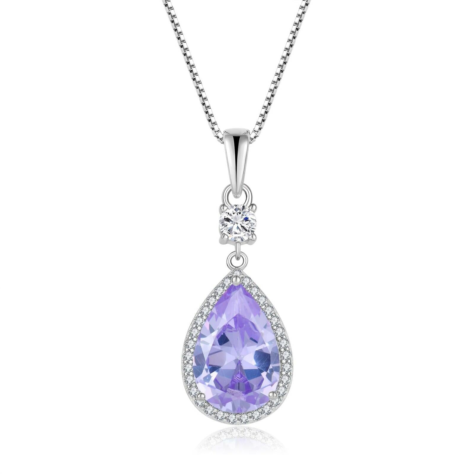 Oskani Teardrop Birthstone Necklace for Women 925 Sterling Silver 5A Cubic