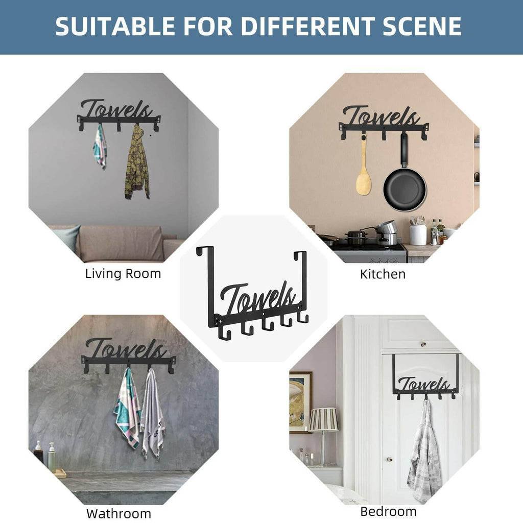 Azmoncy Over The Door Hooks, Towel Rack Towel Hooks for Bathroom, Towel Holder
