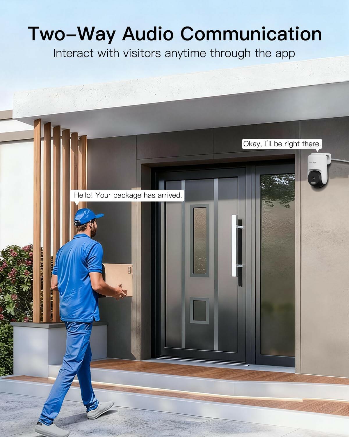 VIMTAG Pan/Tilt Outdoor Security Camera, 2.5K 4MP WiFi Home CCTV Camera, 360°