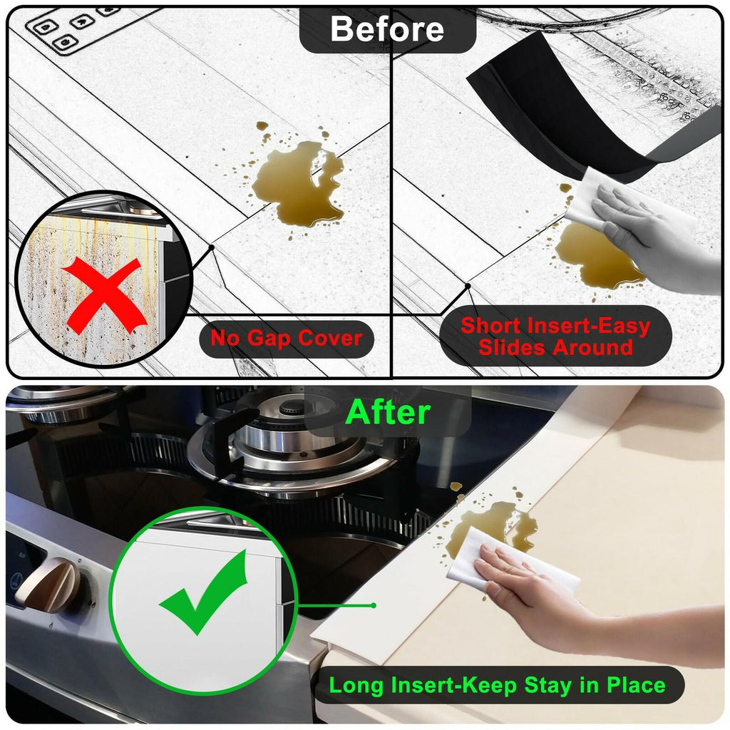 2 PACK Silicone Stove Counter Gap Cover Kitchen Counter Gap Filler by Kindga 25"
