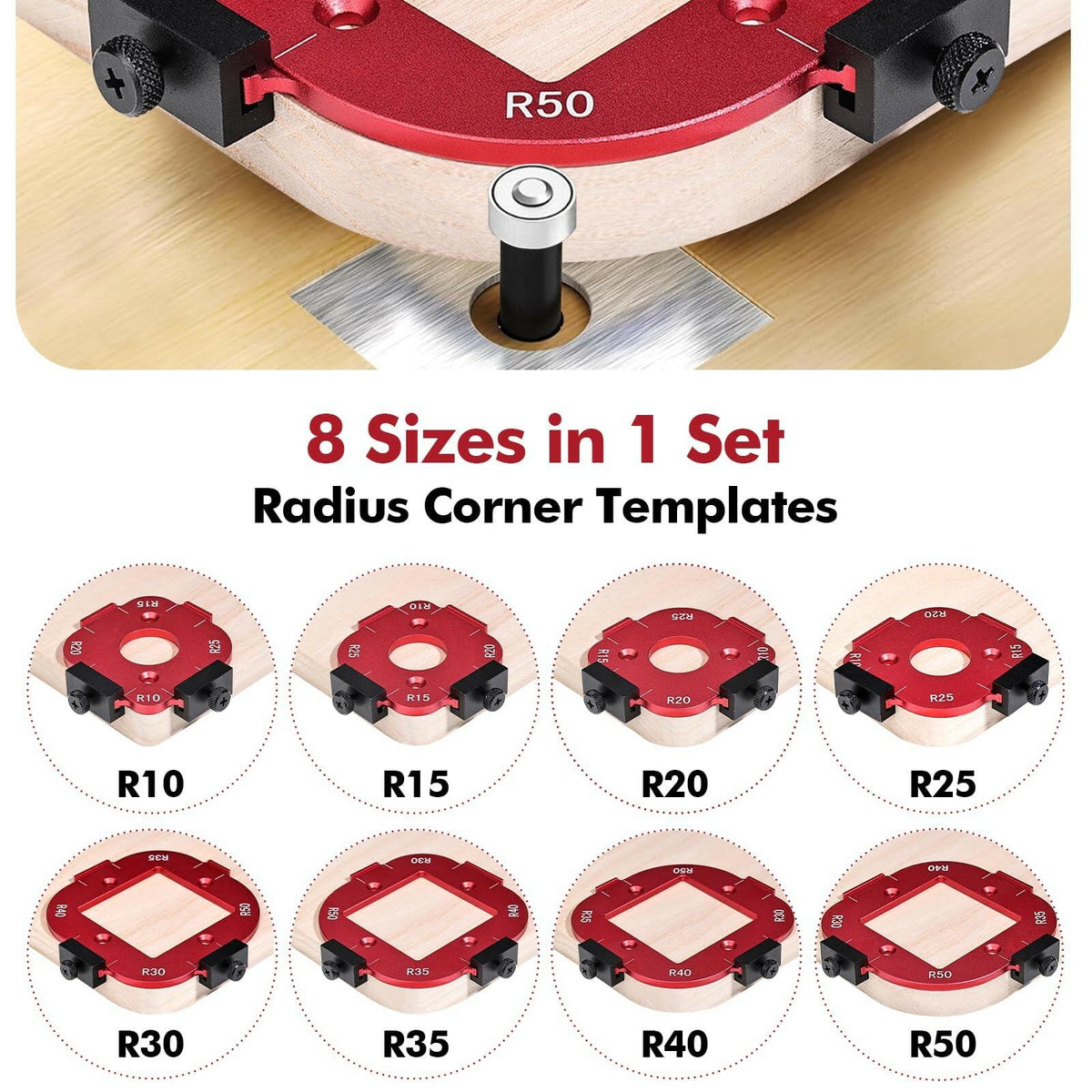 Draxzor 2 Pack Router Corner Radius Template, Premium Aluminum Alloy Router