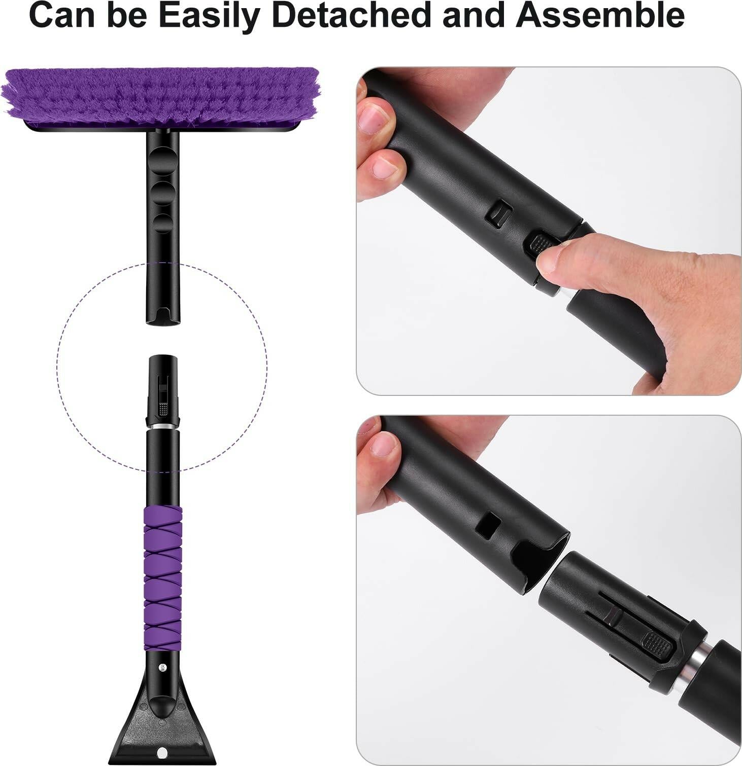 Odoland 2 Pack 33" Extendable Snow Brush with Detachable Ice Scraper for Car