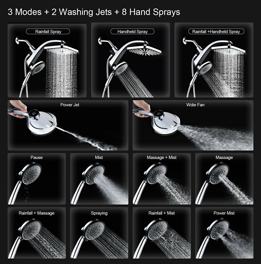 High Pressure Rain Shower Head: Upgrade Shower Heads with Handheld Spray Combo