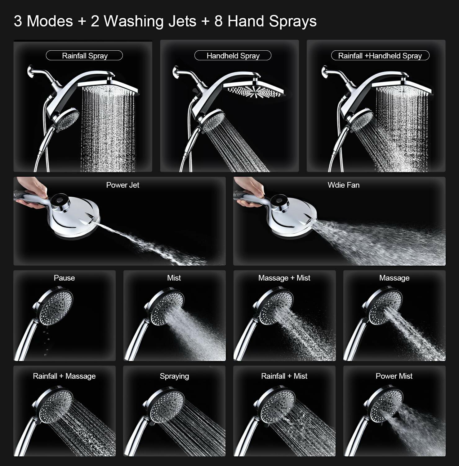 High Pressure Rain Shower Head: Upgrade Shower Heads with Handheld Spray Combo