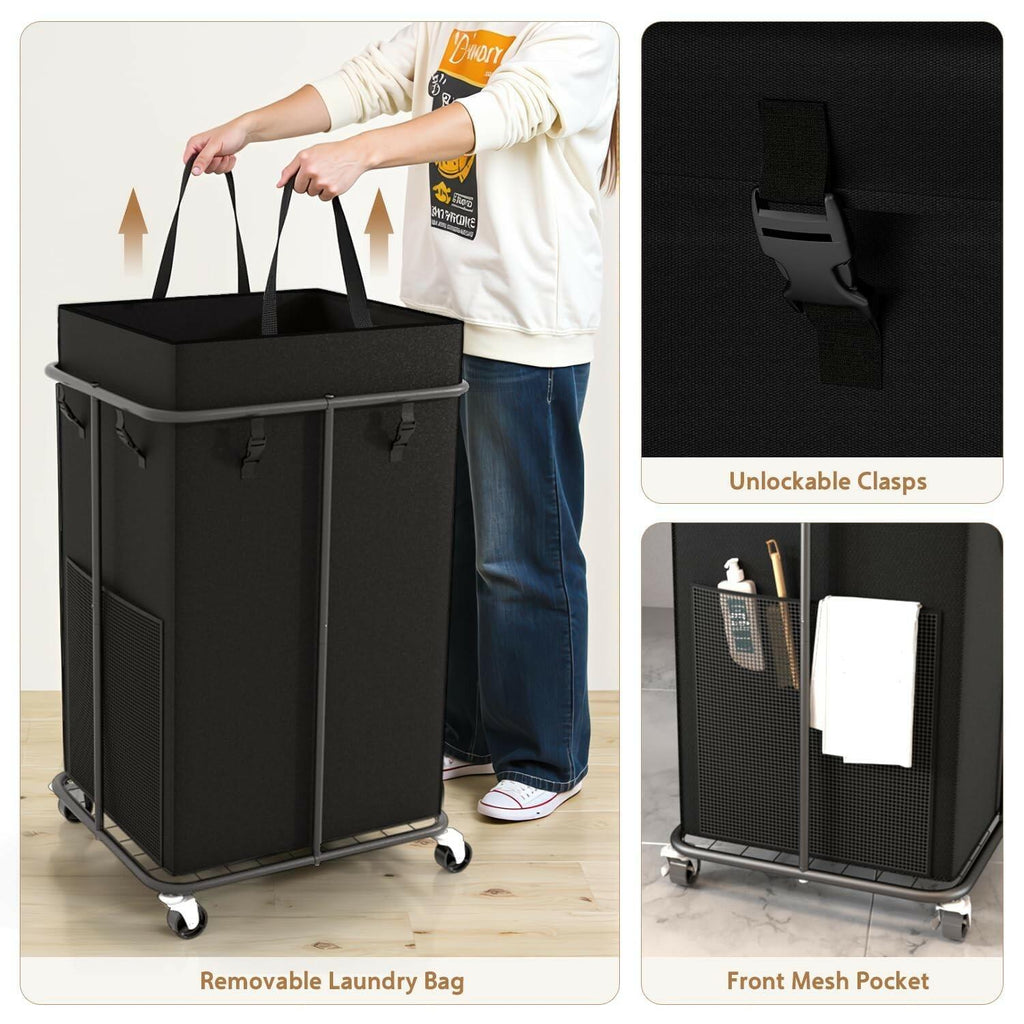 150L Large Laundry Basket with Wheels, Rolling Laundry Hamper with Removable