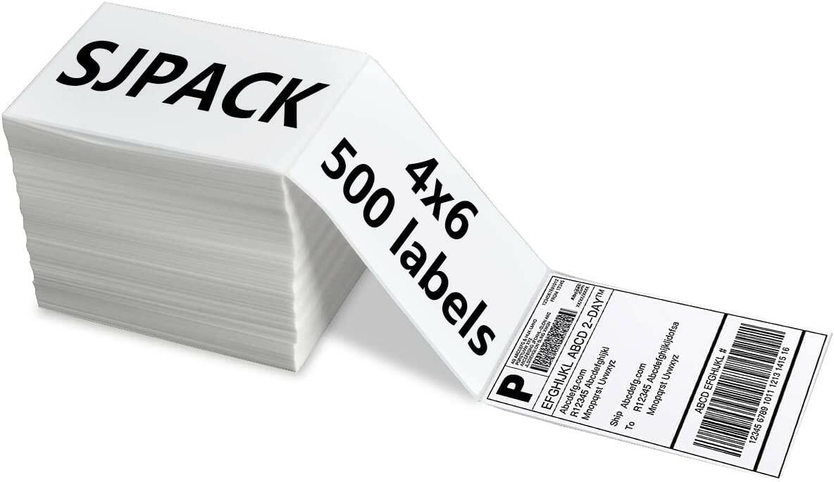 Pack of 500 SJPACK 4x6 Thermal Labels, Shipping Labels with Perforated Line,