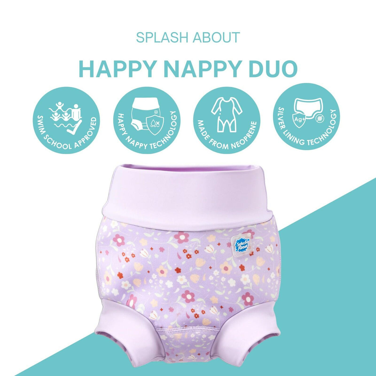 Splash About Happy Nappy Duo, Lilac Spring, 6-12 Months large