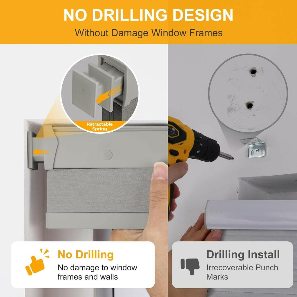 Homedemo 35'' W x 38'' H No Drill No Tools Blackout Cellular Shades Cordless,