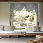 Huierxun Grey,59"x41" Elegant Lace Waterfall Window Valance with Bead Tassels