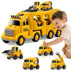 KIZONLY Construction Trucks Toys for 2 3 4 5 Years Old Boys - 5-in-1 Carrier