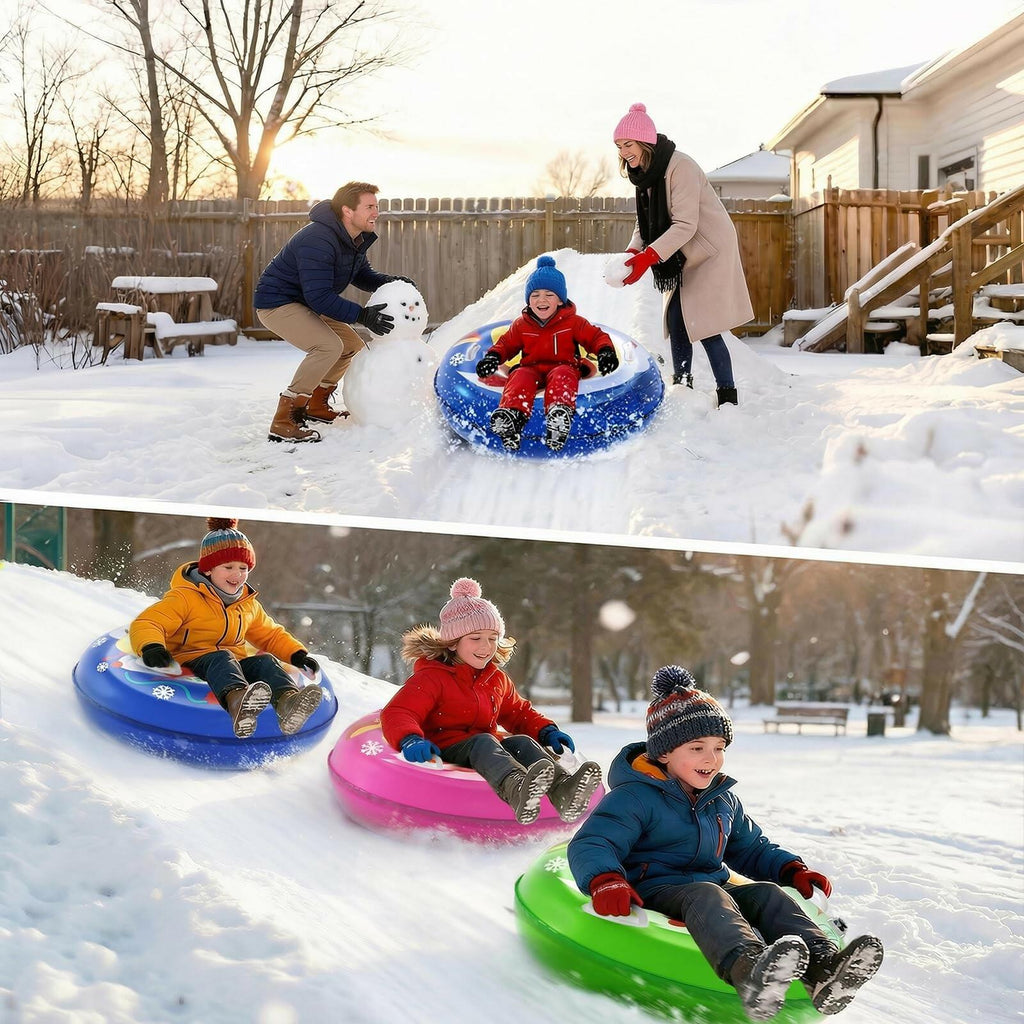 Kids Snow Tube Sleds 3 Pack, 36" Inflatable Snow Sled, Heavy Duty PVC Sledding