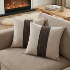 BOYSUM Set of 2 18"x18" Leather Throw Pillow Covers Outdoor Decor Patchwork