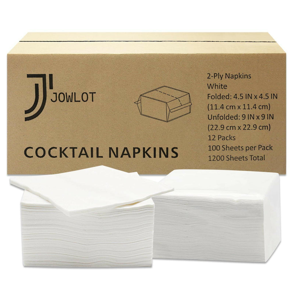 JOWLOT Cocktail Napkins - 1200 Count 2-Ply White Napkins Disposable, 4.5 x 4.5
